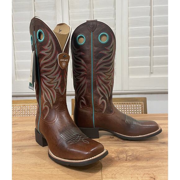 Ariat Womens Round Up Ryder Western Boot Sassy Brown Leather Size 9.5 NIB Cowboy - Picture 2 of 15